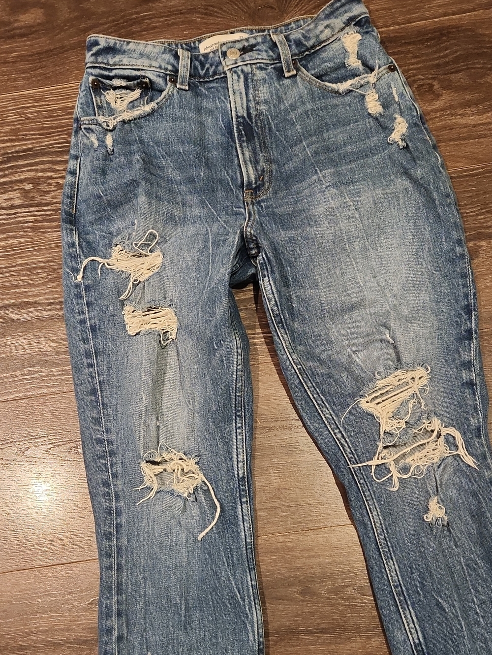 ❤️ ABERCROMBIE & FITCH CURVE LOVE HIGH RISE MOM JEANS, DISTRESSED, 4 (27) - Picture 4 of 11